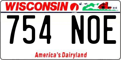 WI license plate 754NOE