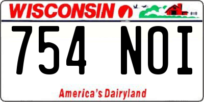 WI license plate 754NOI