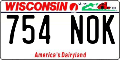 WI license plate 754NOK
