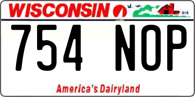 WI license plate 754NOP