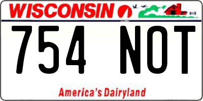 WI license plate 754NOT