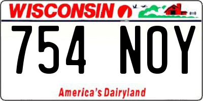 WI license plate 754NOY