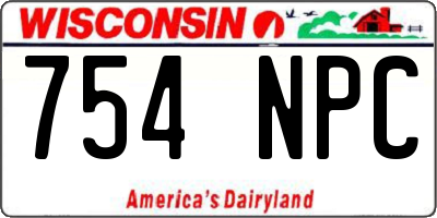 WI license plate 754NPC