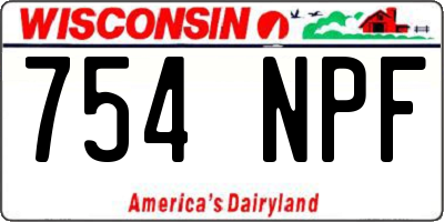 WI license plate 754NPF