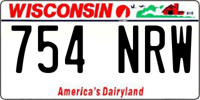 WI license plate 754NRW