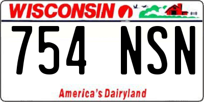 WI license plate 754NSN