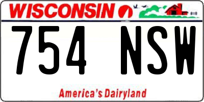 WI license plate 754NSW