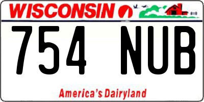 WI license plate 754NUB