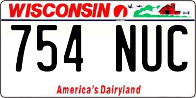WI license plate 754NUC