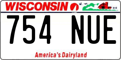 WI license plate 754NUE