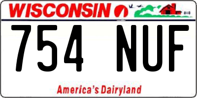WI license plate 754NUF