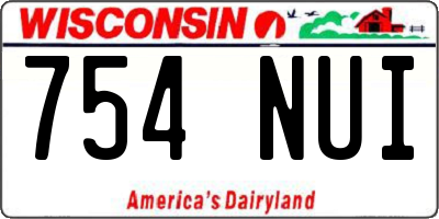 WI license plate 754NUI