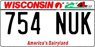 WI license plate 754NUK