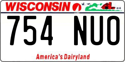 WI license plate 754NUO
