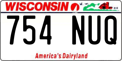 WI license plate 754NUQ