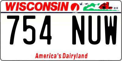 WI license plate 754NUW