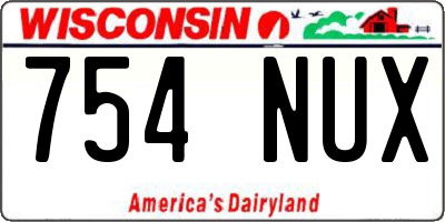WI license plate 754NUX