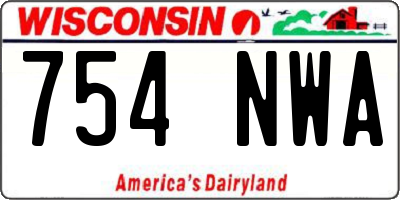 WI license plate 754NWA