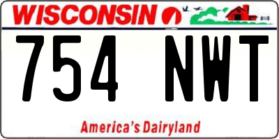 WI license plate 754NWT