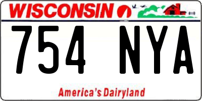 WI license plate 754NYA