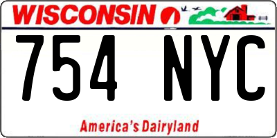 WI license plate 754NYC