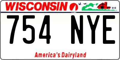 WI license plate 754NYE
