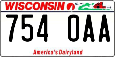 WI license plate 754OAA