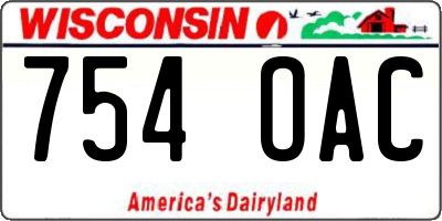 WI license plate 754OAC