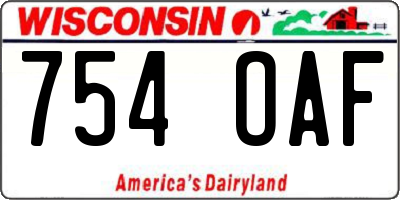 WI license plate 754OAF