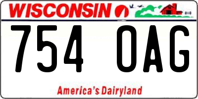 WI license plate 754OAG