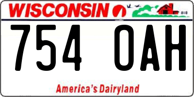 WI license plate 754OAH