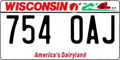 WI license plate 754OAJ