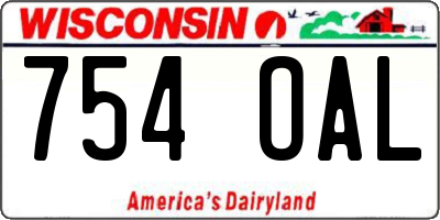 WI license plate 754OAL