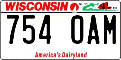 WI license plate 754OAM