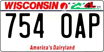 WI license plate 754OAP