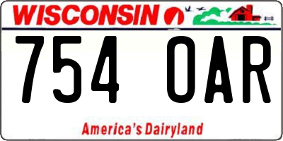 WI license plate 754OAR