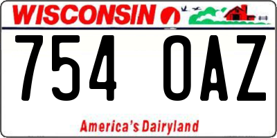 WI license plate 754OAZ