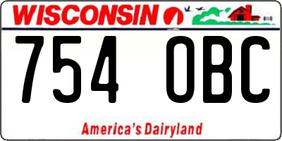WI license plate 754OBC
