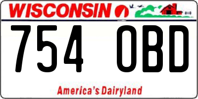 WI license plate 754OBD