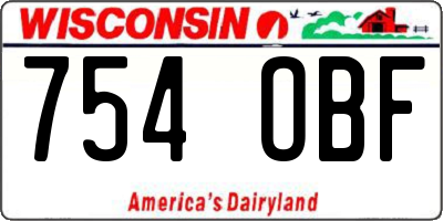 WI license plate 754OBF