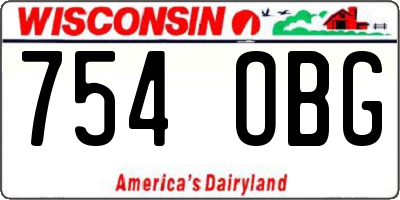 WI license plate 754OBG