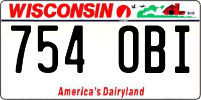 WI license plate 754OBI
