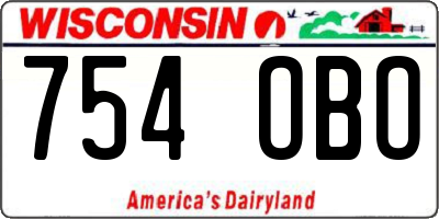WI license plate 754OBO