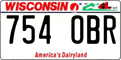 WI license plate 754OBR