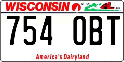 WI license plate 754OBT