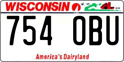 WI license plate 754OBU