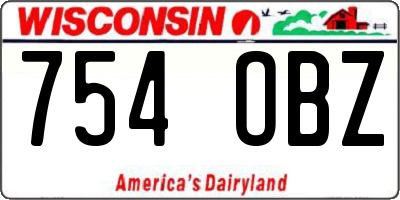 WI license plate 754OBZ