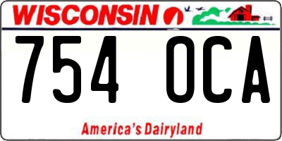 WI license plate 754OCA