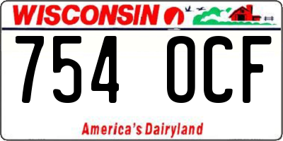 WI license plate 754OCF