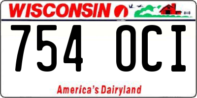 WI license plate 754OCI